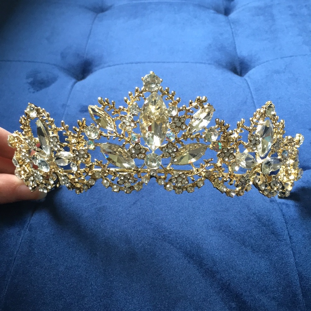 Gold Tiara with Crystals